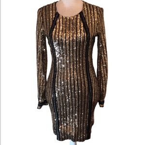 slim fit dress slacks Shiragiku Short Ombré Sequin Dress w/ Long Sleeves main image 1